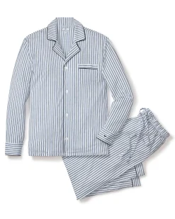 Petite Plume Men's Pima Pajama Set in Navy French Ticking