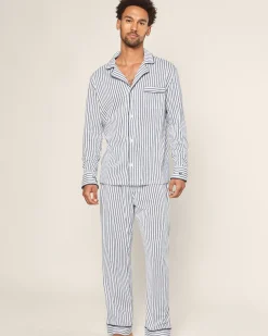Petite Plume Men's Pima Pajama Set in Navy French Ticking