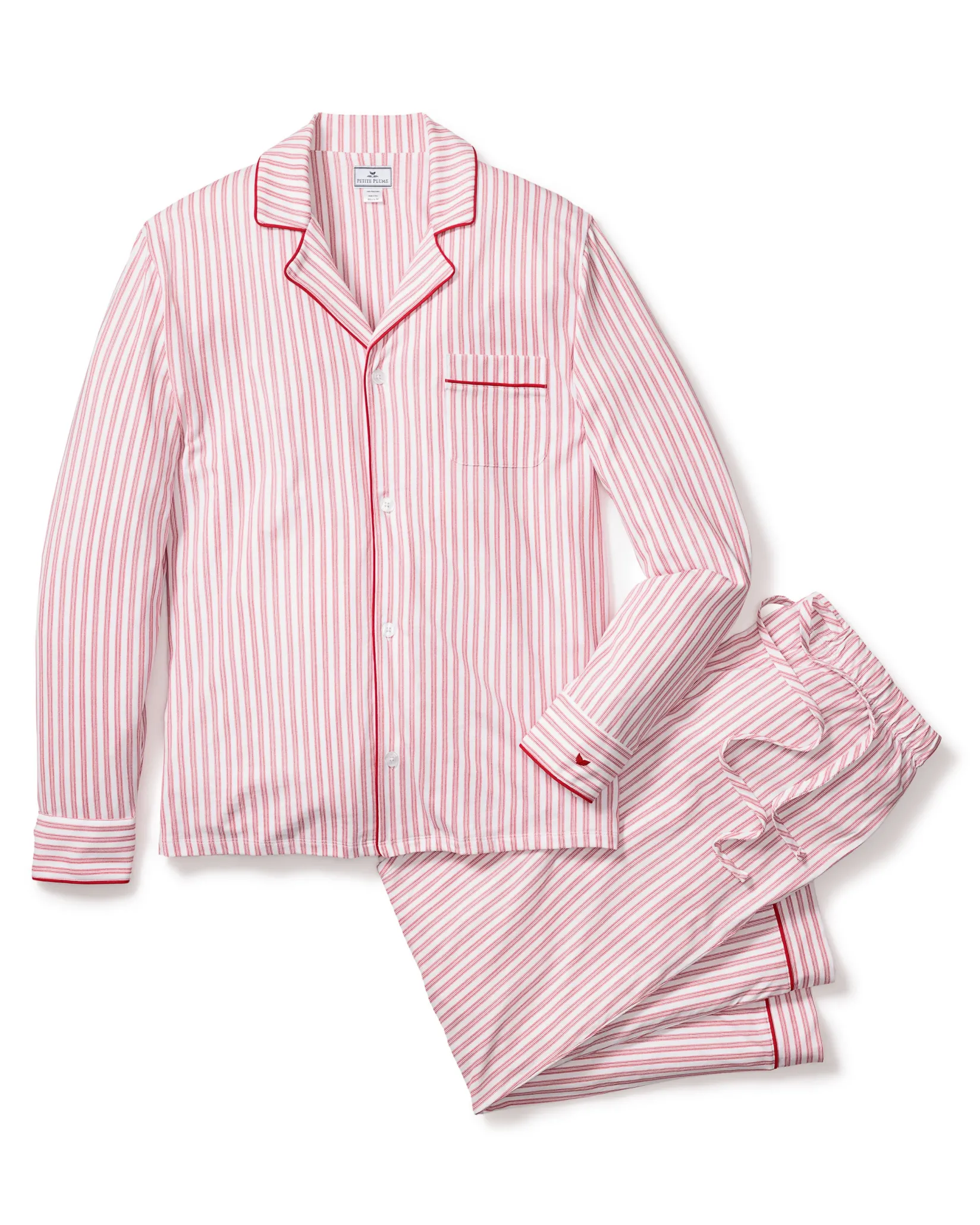 Petite Plume Men's Pima Pajama Set in Navy French Ticking