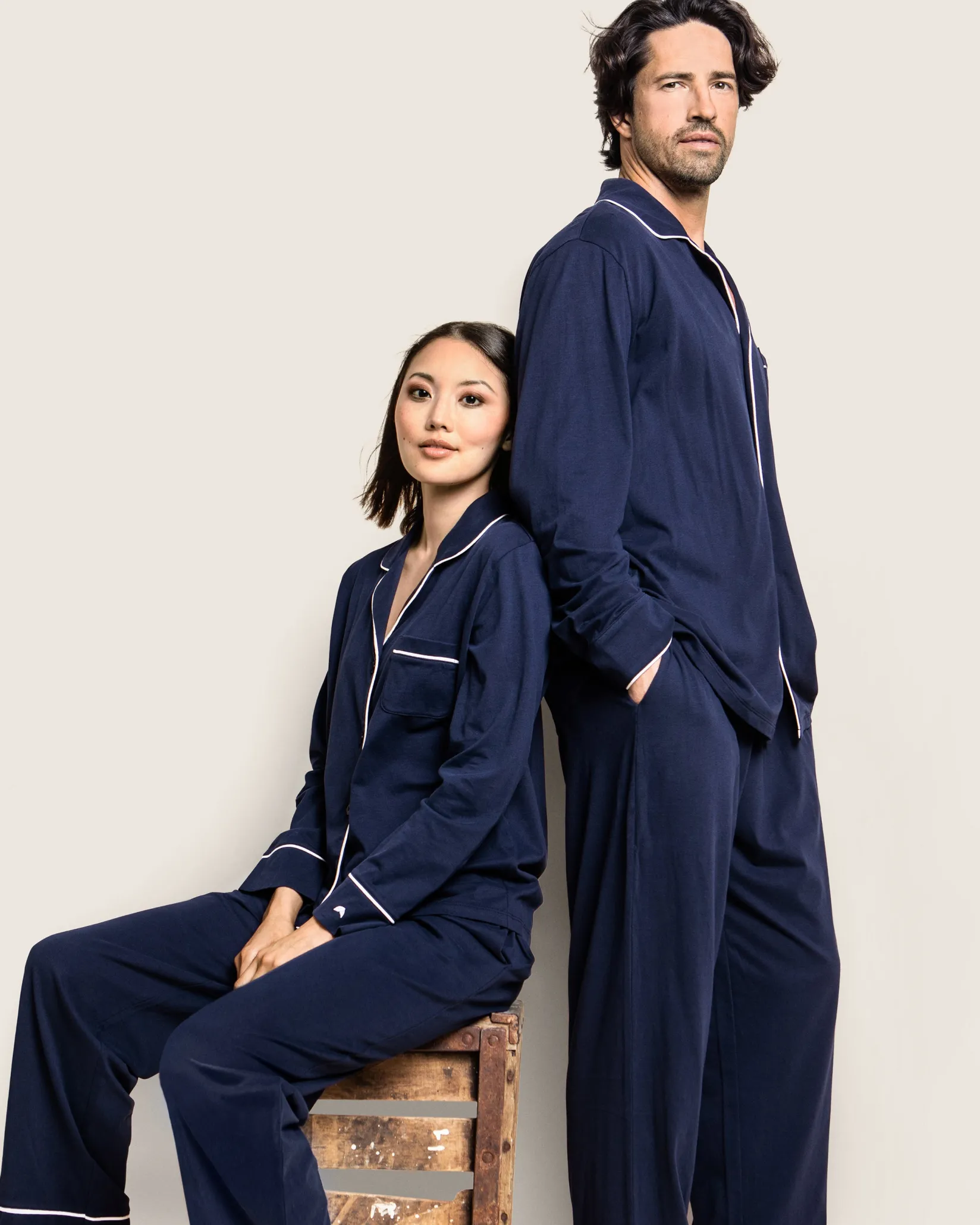 Petite Plume Men's Pima Pajama Set in Navy