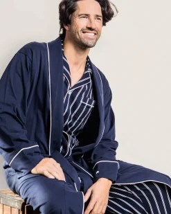 Petite Plume Men's Pima Robe in Navy
