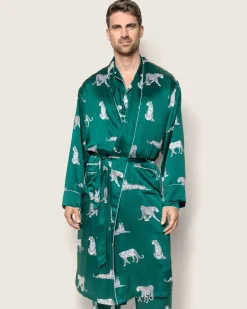 Petite Plume Men's Silk Long Robe in Panthère de Luxe