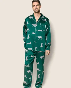 Petite Plume Men's Silk Pajama Set in Panthere de Luxe
