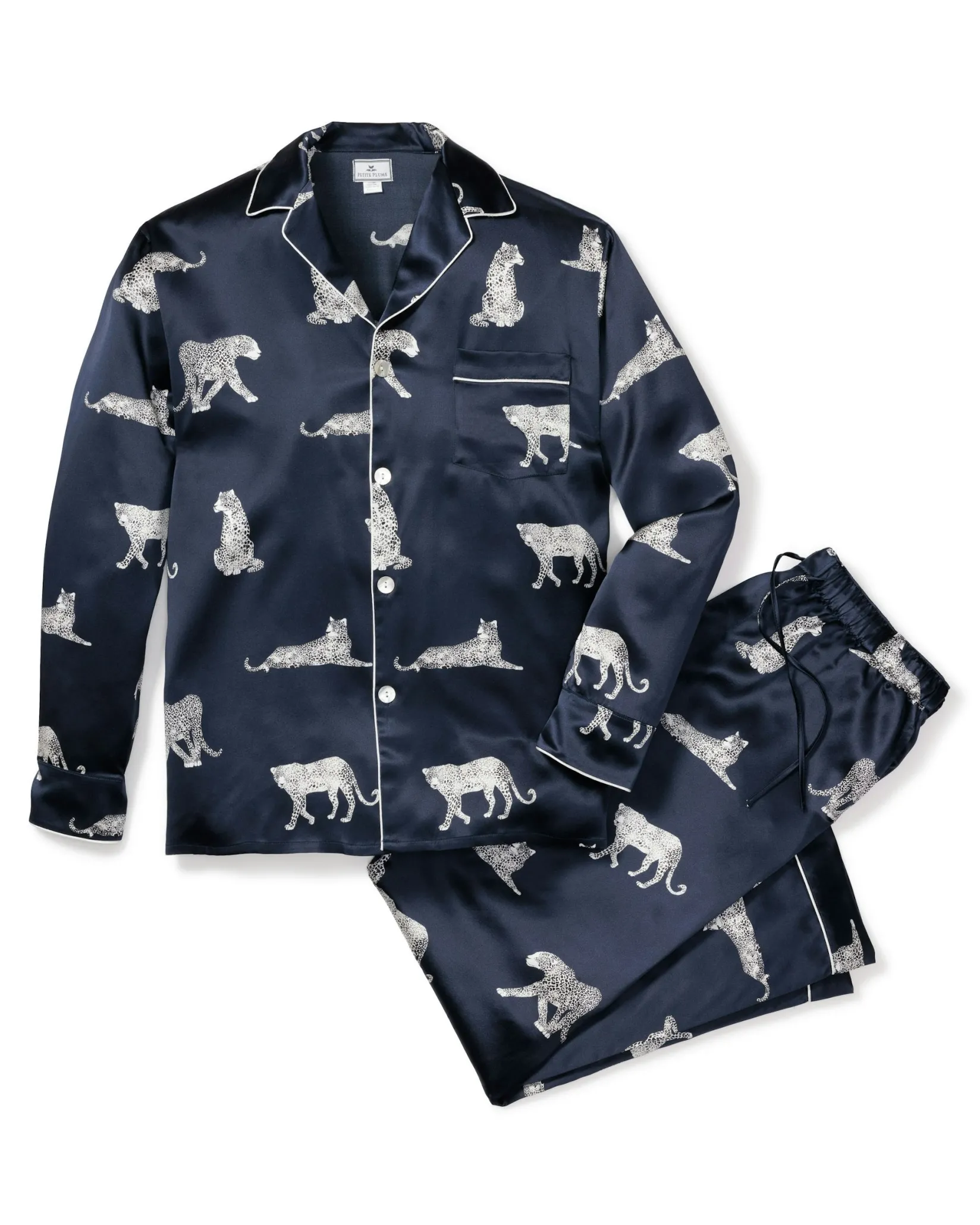 Petite Plume Men's Silk Pajama Set in Panthere de Luxe