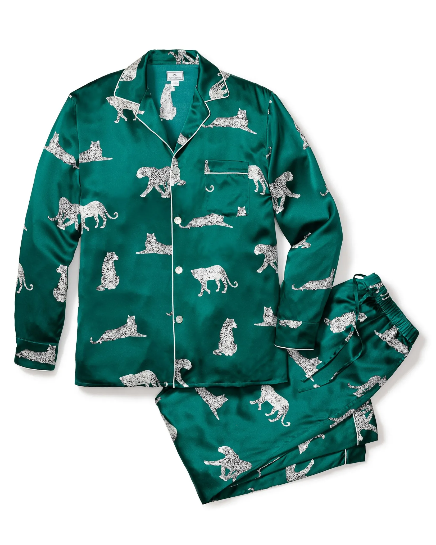Petite Plume Men's Silk Pajama Set in Panthere de Nuit