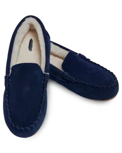 Petite Plume Men's Suede Slippers in Navy