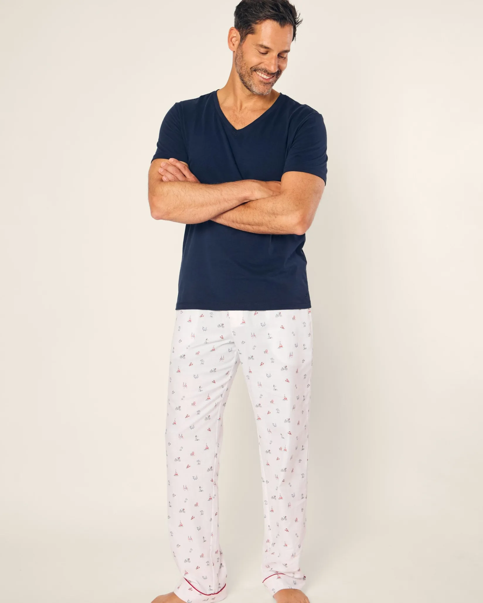 Petite Plume Men's Twill Pajama Pant in Anchors Away