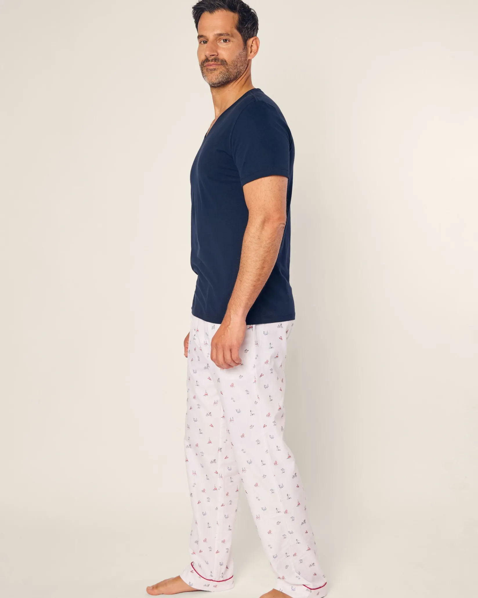 Petite Plume Men's Twill Pajama Pant in Anchors Away