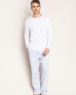 Petite Plume Men's Twill Pajama Pant in Light Blue Gingham