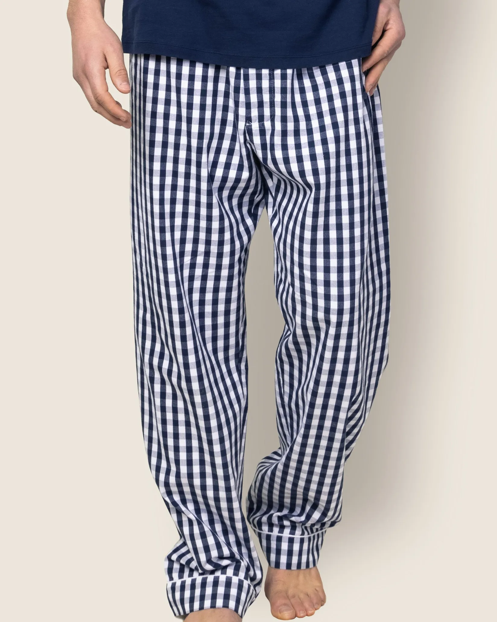 Petite Plume Men's Twill Pajama Pant in Navy Gingham