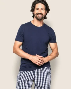 Petite Plume Men's Twill Pajama Pant in Navy Gingham