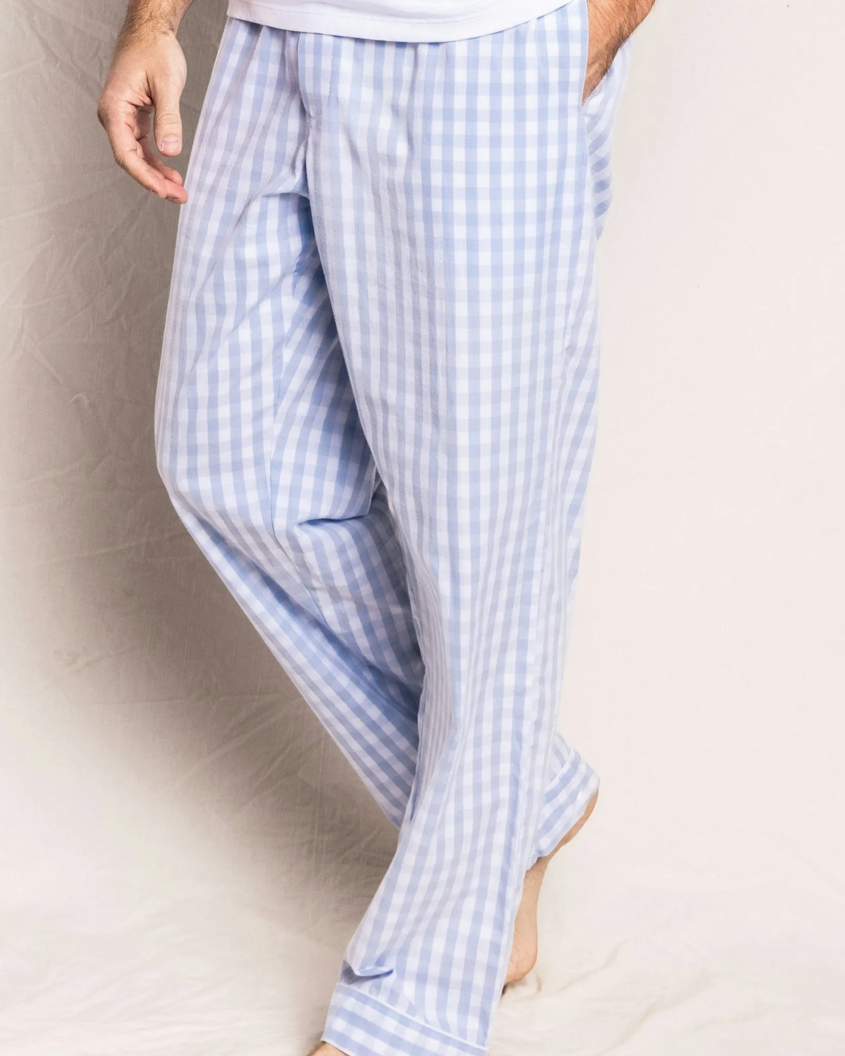 Petite Plume Men's Twill Pajama Pant in Navy Gingham