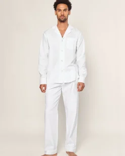 Petite Plume Men's Twill Pajama Set in White