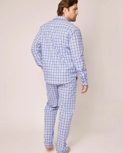 Petite Plume Men's Twill Pajama Set in Royal Blue Gingham