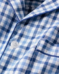 Petite Plume Men's Twill Pajama Set in Royal Blue Gingham