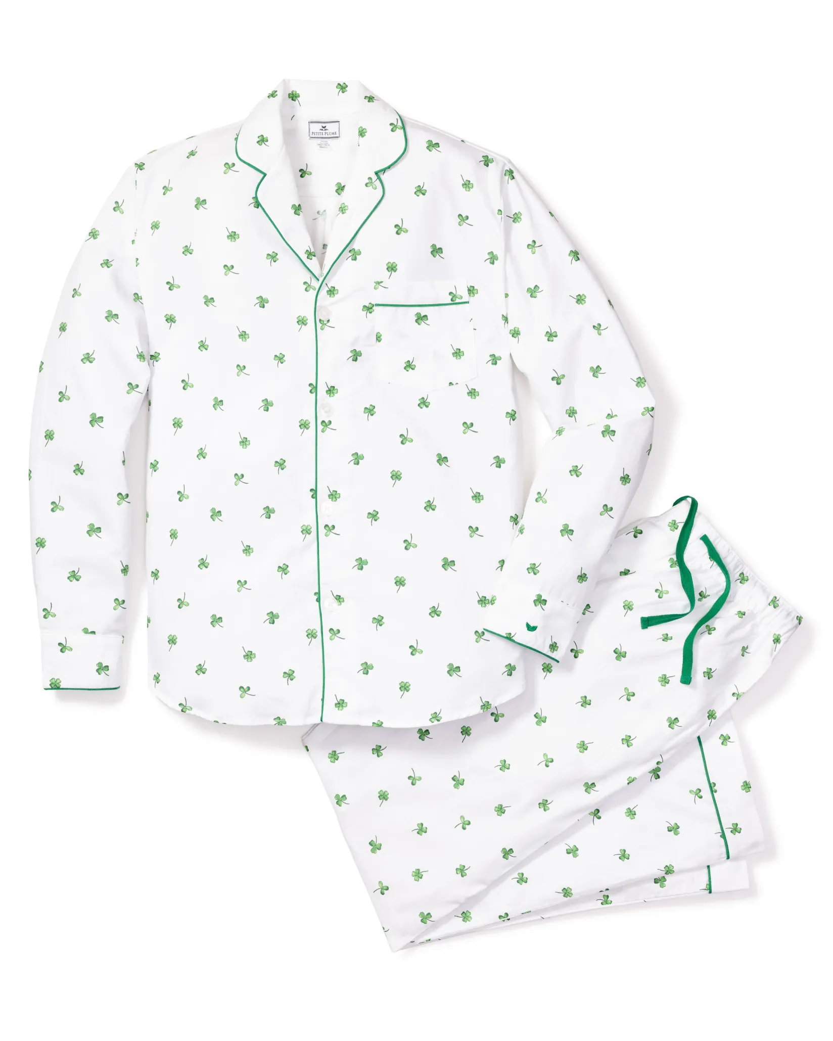 Petite Plume Men's Twill Pajama Set in Shamrocks