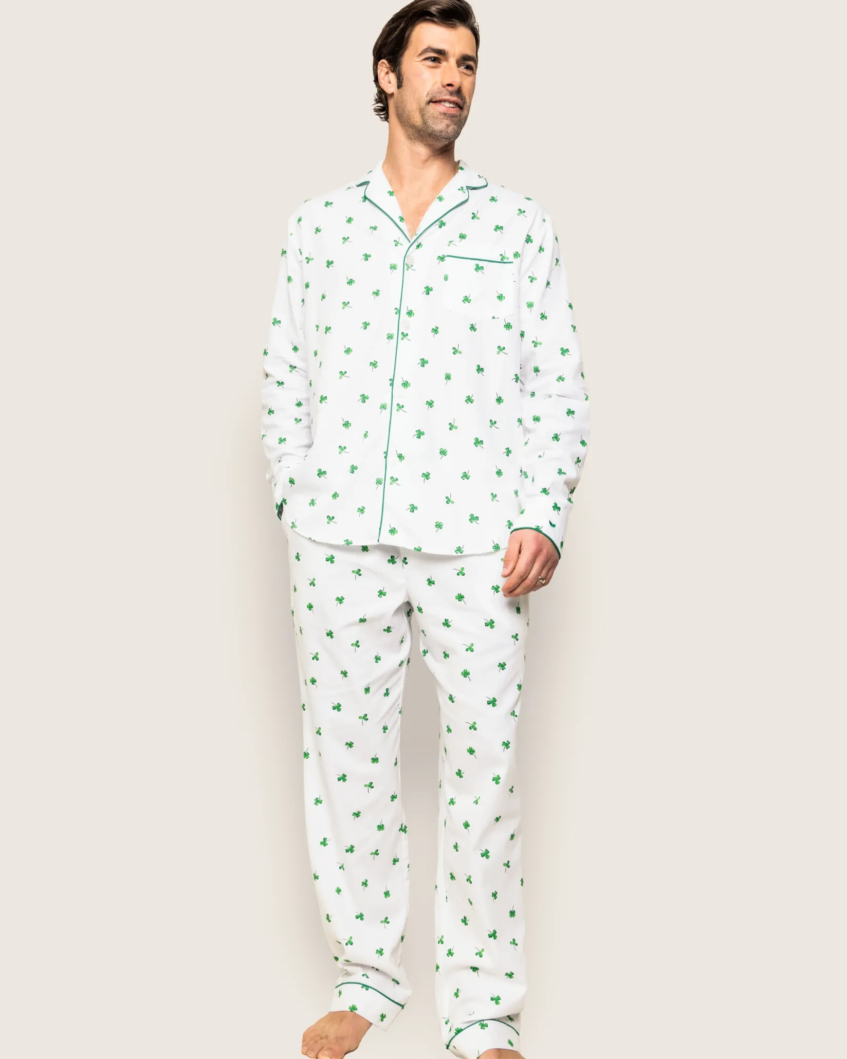 Petite Plume Men's Twill Pajama Set in Shamrocks