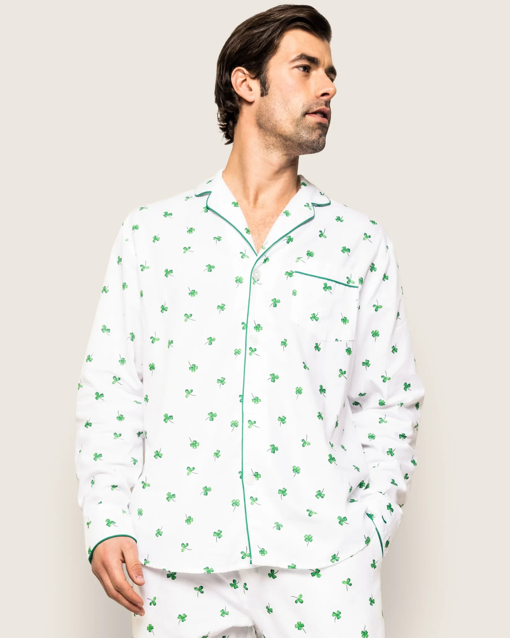 Petite Plume Men's Twill Pajama Set in Shamrocks