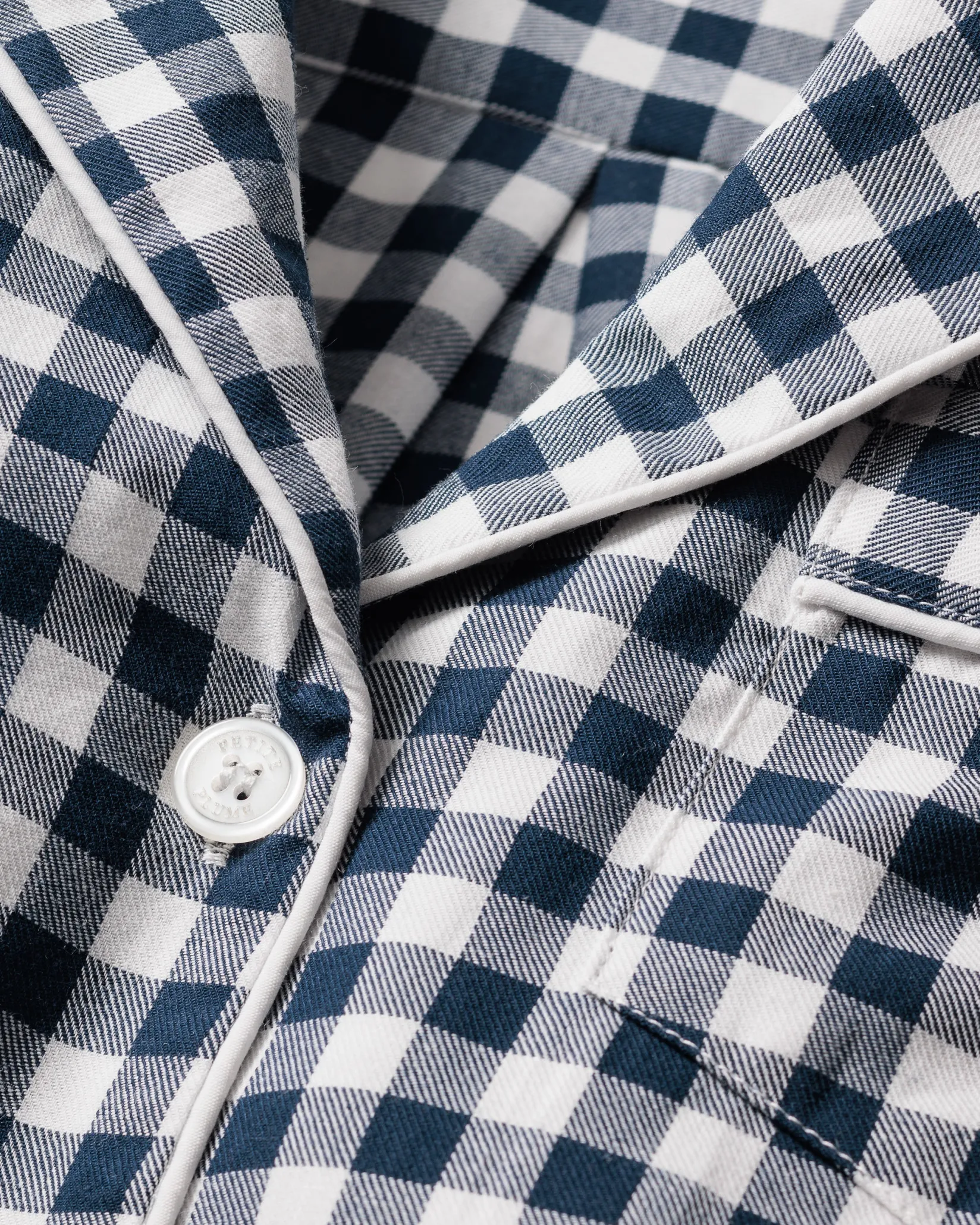 Petite Plume Men's Twill Pajama Set in Light Blue Gingham