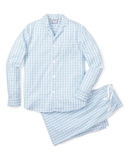 Petite Plume Men's Twill Pajama Set in Navy Gingham