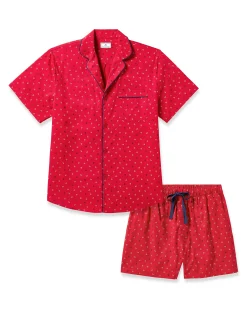 Petite Plume Men's Twill Pajama Short Set in