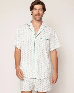 Petite Plume Men's Twill Pajama Short Set in