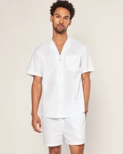 Petite Plume Men's Twill Pajama Short Set in White
