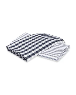 Petite Plume Navy French Ticking & Navy Gingham Tea Towel Set