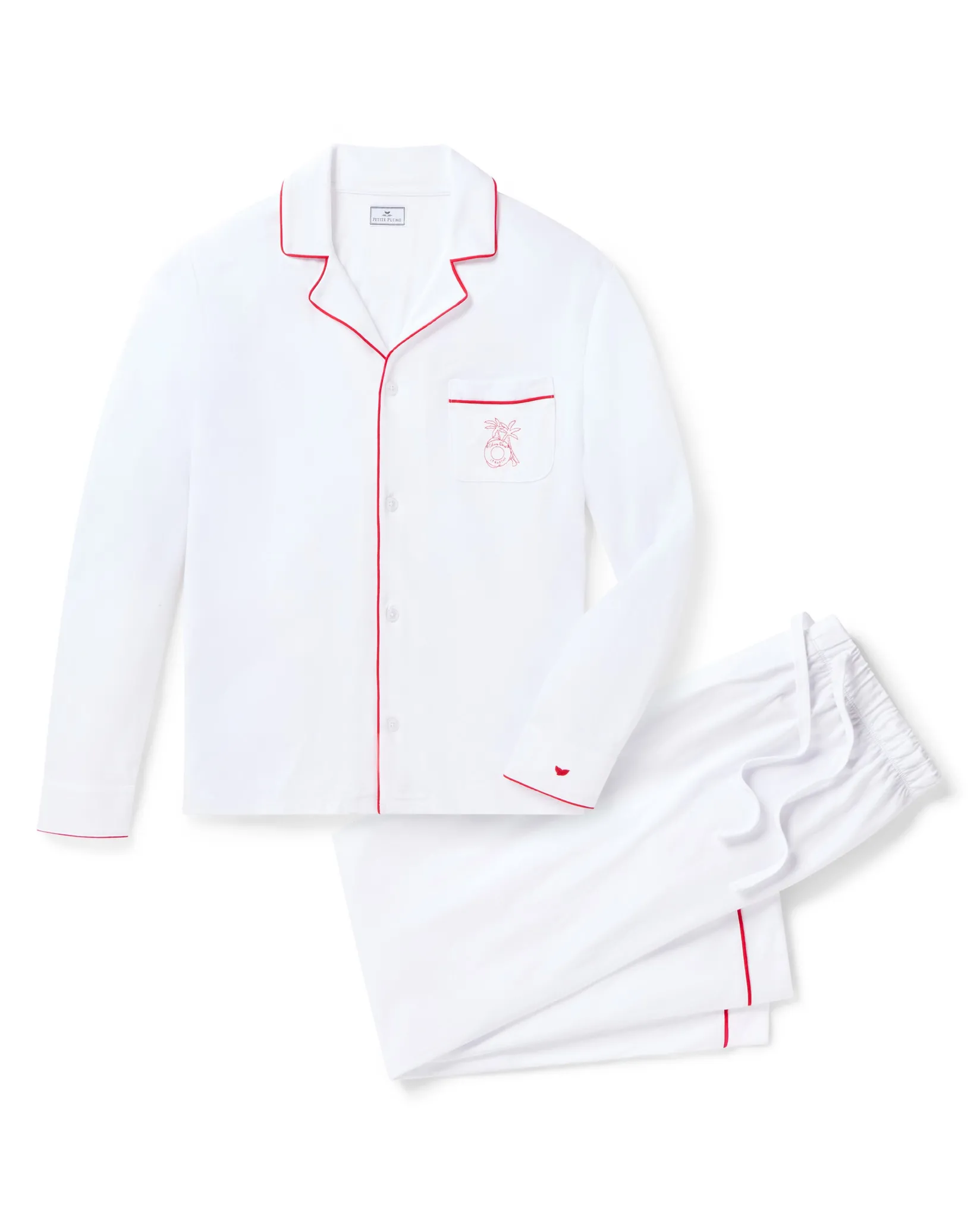 Petite Plume x Eden Rock St Barth Men's White Pima Pajama Set