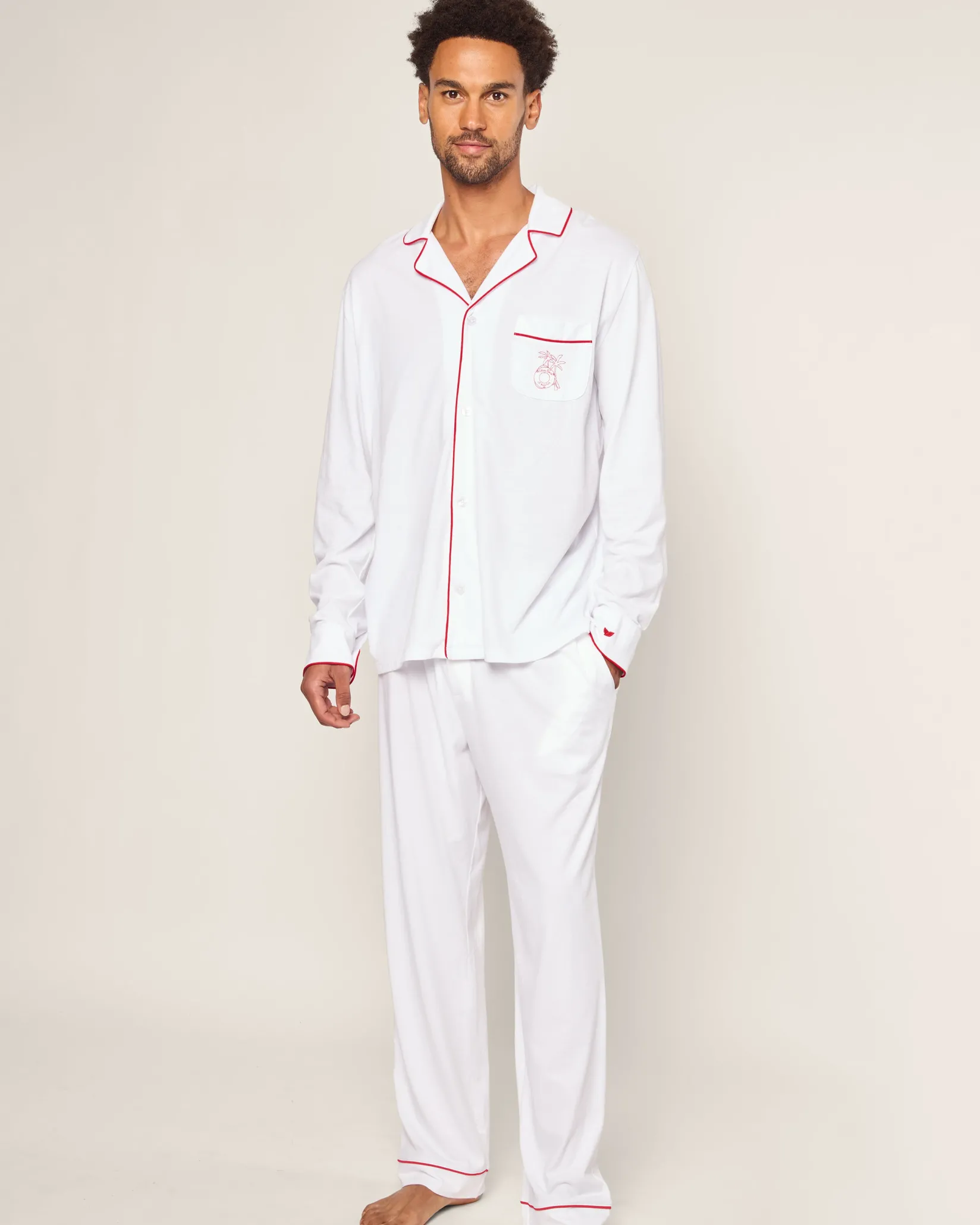 Petite Plume x Eden Rock St Barth Men's White Pima Pajama Set