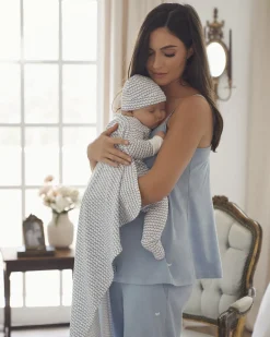 Petite Plume Pima Baby Blanket in La Mer