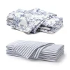 Petite Plume Signature Twill Napkin Set in Navy French Ticking & Timeless Toile