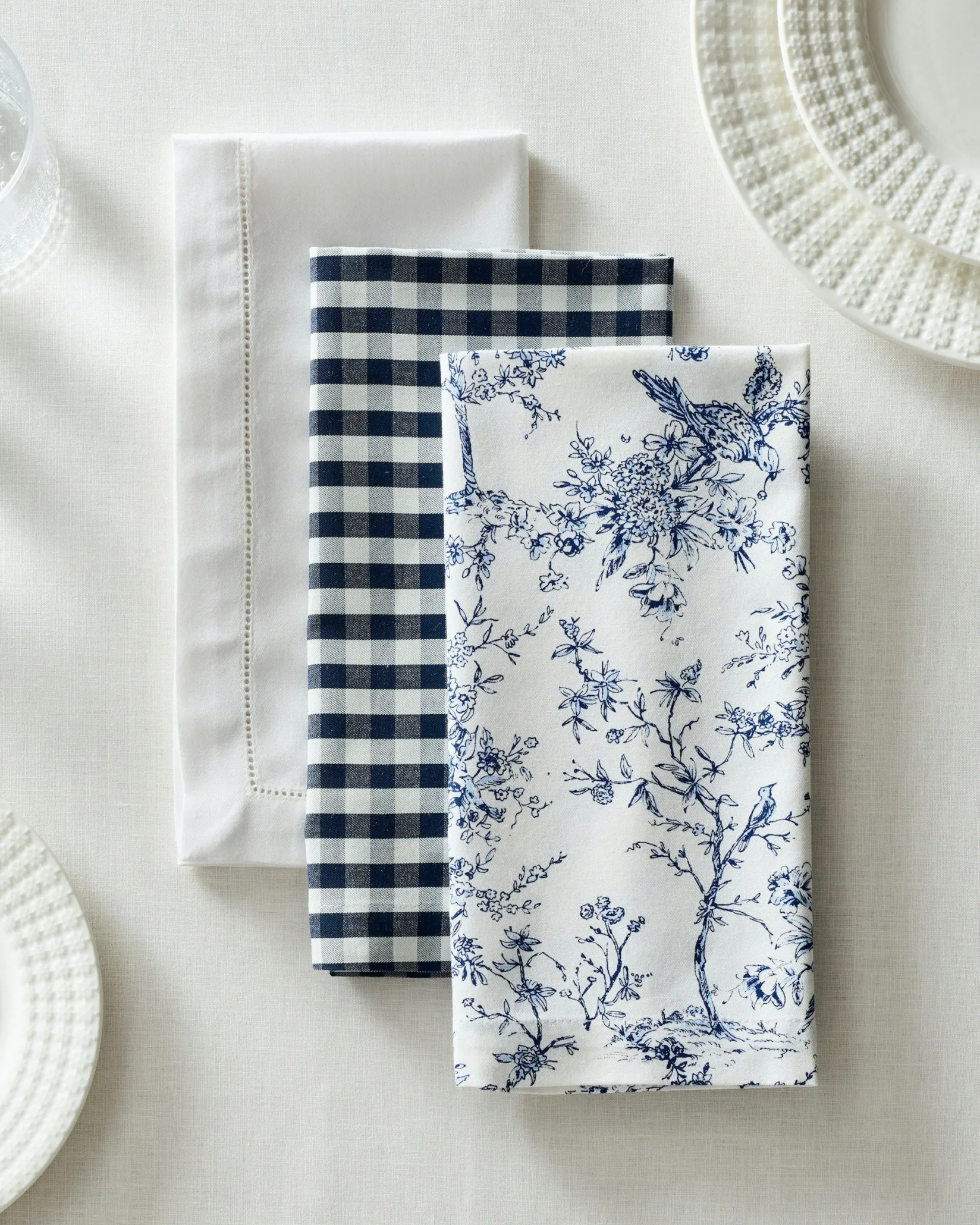 Petite Plume Signature Twill Napkins in Vintage French Stripes