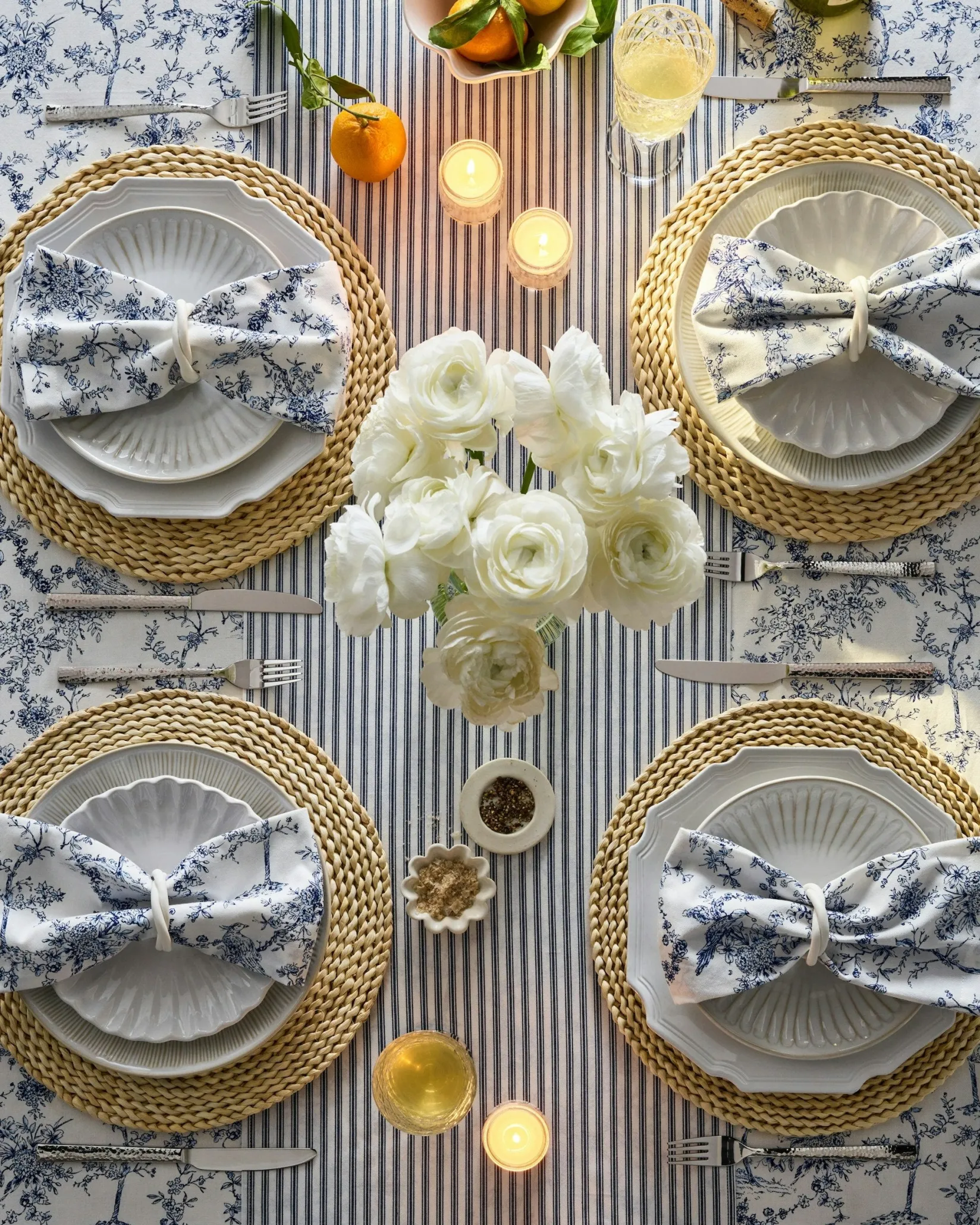 Petite Plume Signature Twill Napkins in Vintage French Stripes