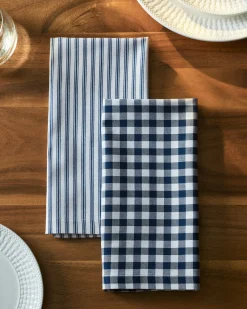 Petite Plume Signature Twill Napkins in Navy Gingham