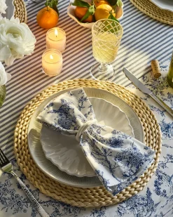 Petite Plume Signature Twill Napkins in Timeless Toile