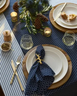 Petite Plume Signature Twill Tablecloth in Navy Gingham