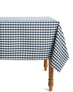 Petite Plume Signature Twill Tablecloth in Navy Gingham