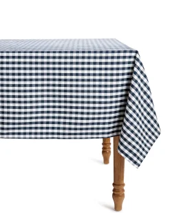 Petite Plume Signature Twill Tablecloth in Navy Gingham