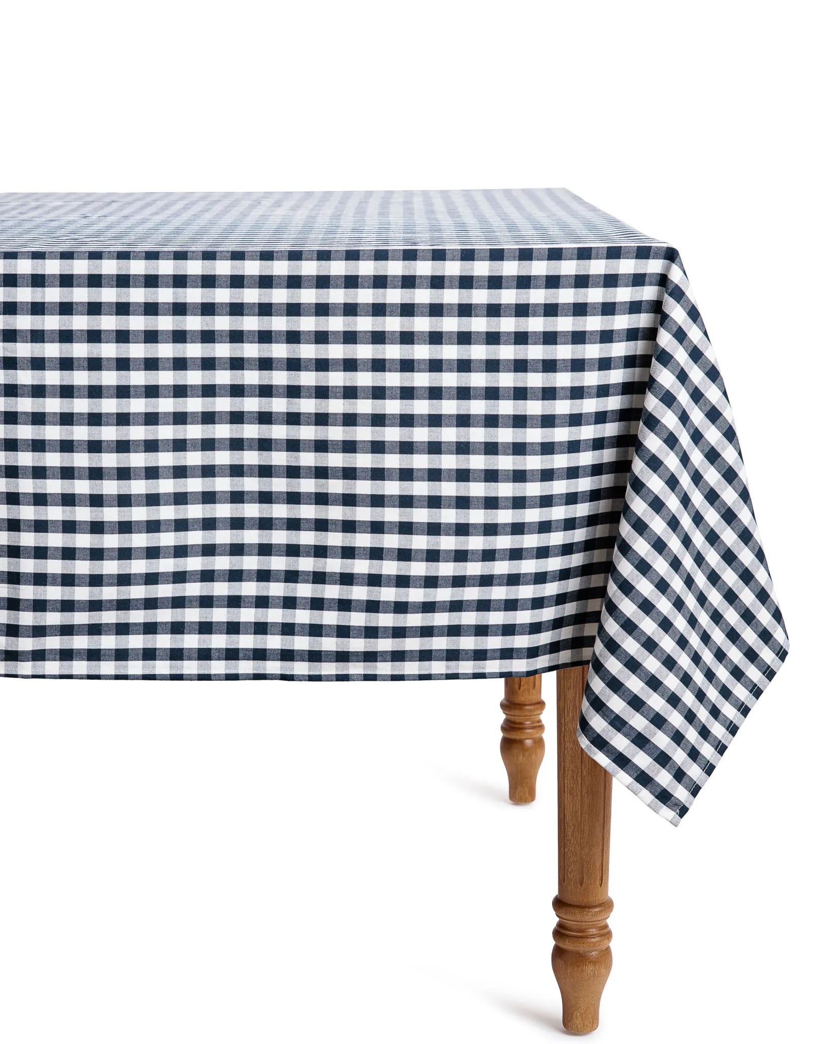 Petite Plume Signature Twill Tablecloth in Navy Gingham