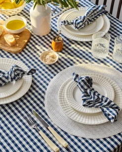 Petite Plume Signature Twill Tablecloth in Navy Gingham