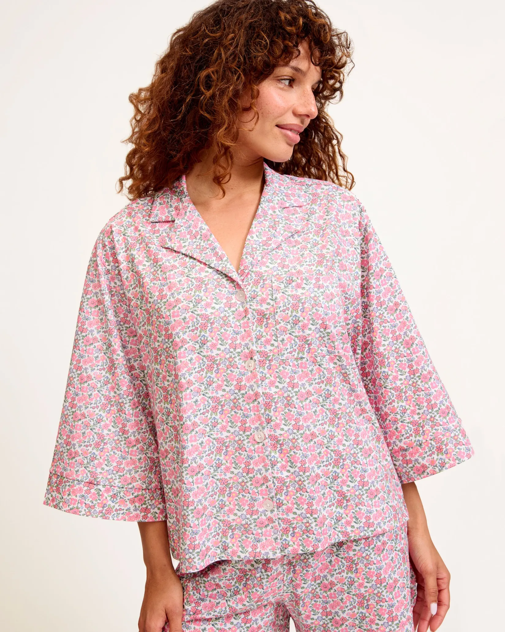 Women Petite Plume The Olivia Pima Short Set in Fleurs de Rose