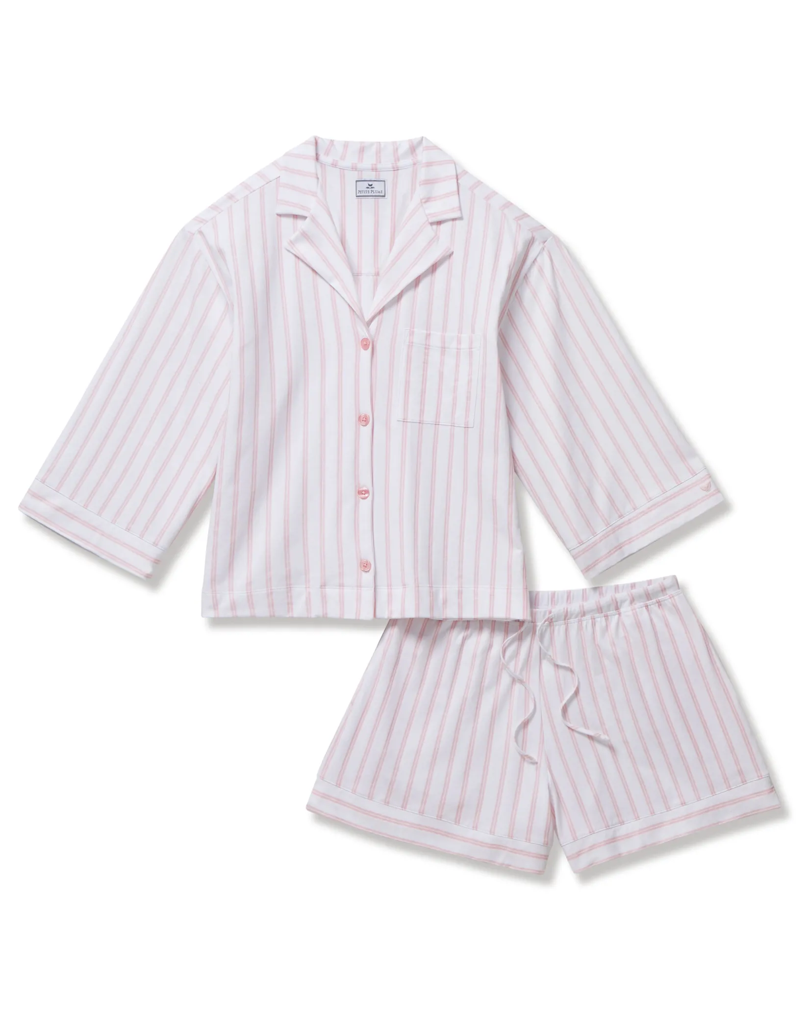 Women Petite Plume The Olivia Pima Short Set in Pink Stripe