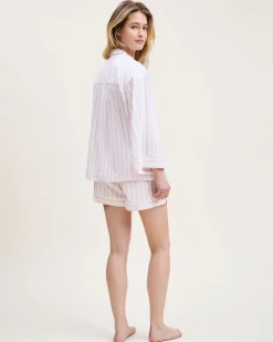 Women Petite Plume The Olivia Pima Short Set in Pink Stripe