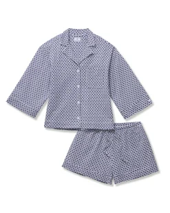 Women Petite Plume The Olivia Pima Short Set in Navy Foulard