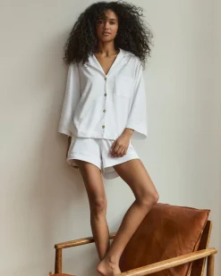 Women Petite Plume The Olivia Pima Short Set in White
