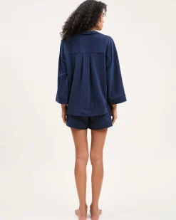 Women Petite Plume The Olivia Pima Short Set in Navy