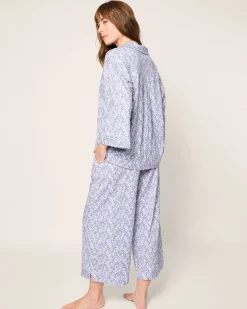Women Petite Plume The Olivia Wide Leg Pima Pajama Set in Fleur d'Azur