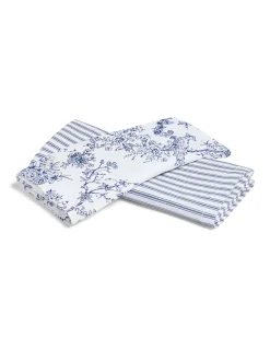 Petite Plume Timeless Toile & Navy French Ticking Tea Towel Set