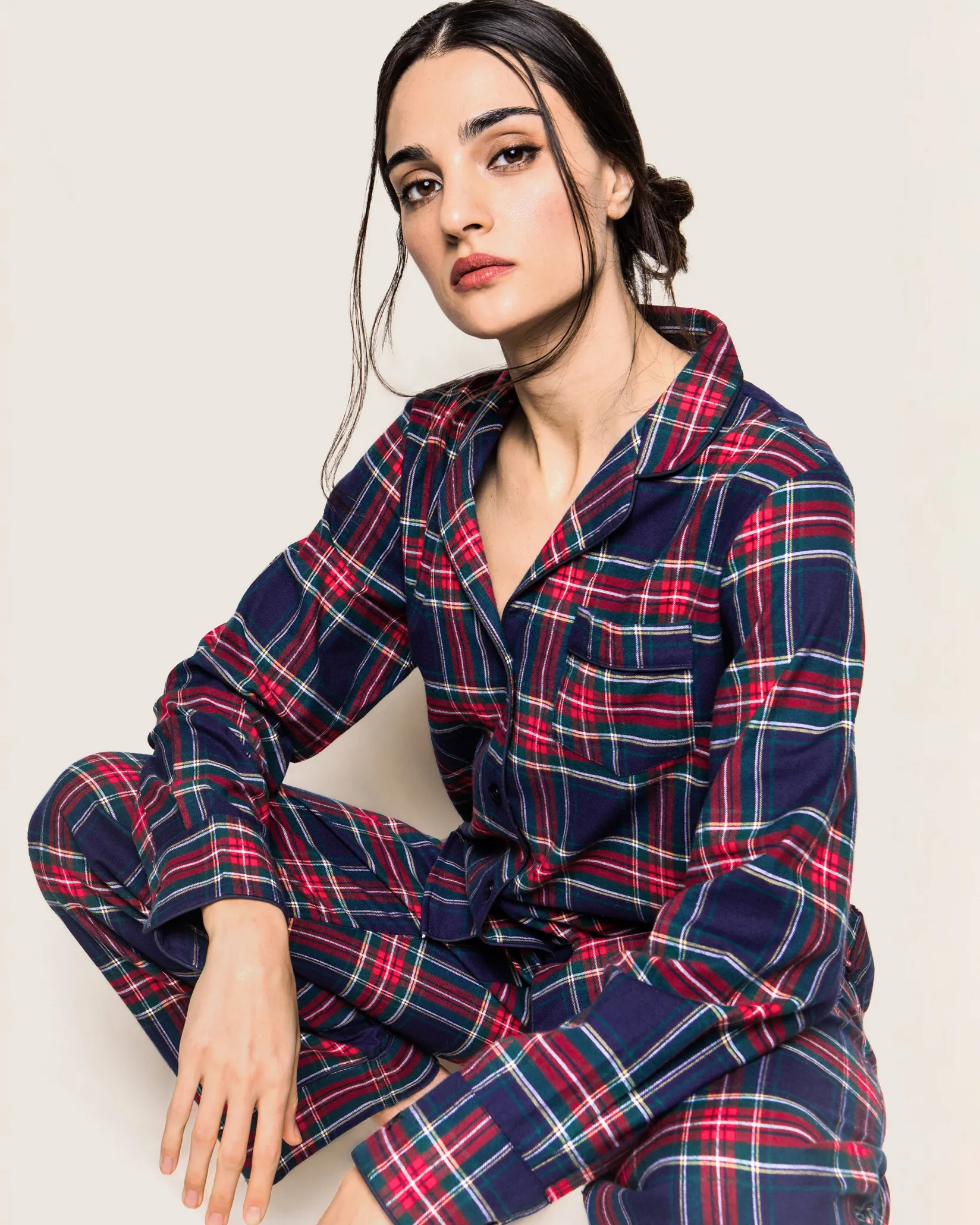 Women Petite Plume Women's Brushed Cotton Pajama Set in Windsor Tartan